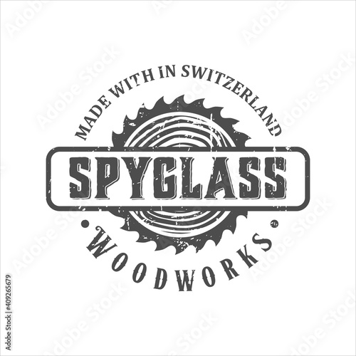 retro vintage, woodwork logo design template, vector illustration.