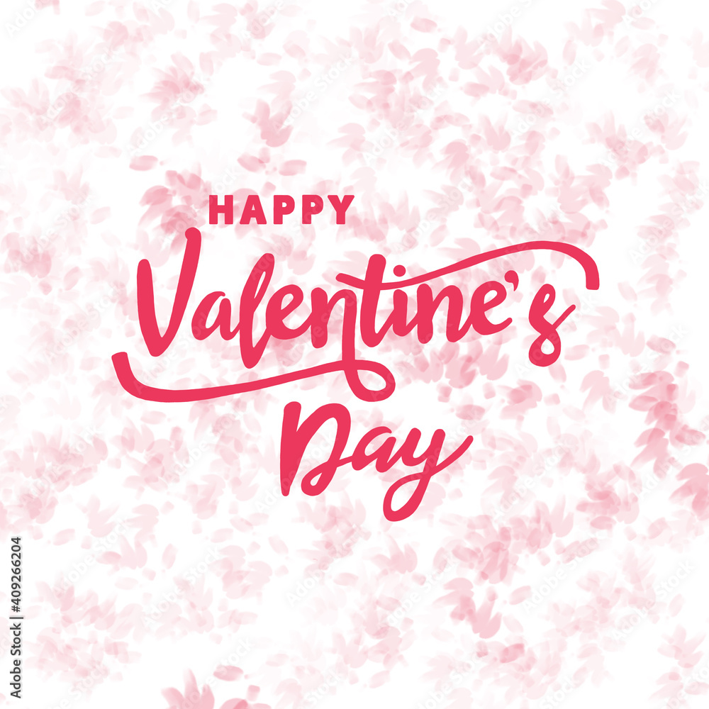 Happy Valentines Day lettering on pink abstract background. Valentines Day greeting card and banner.