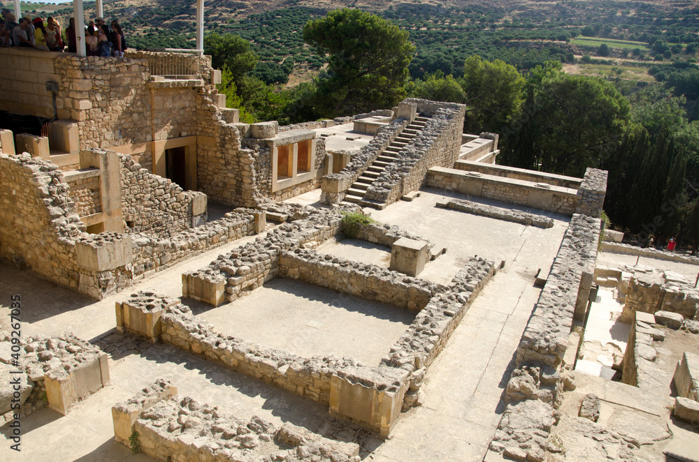Details of Knossos palace near Heraklion, island of Crete, Greece