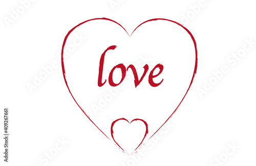 Isolated heart with the word love