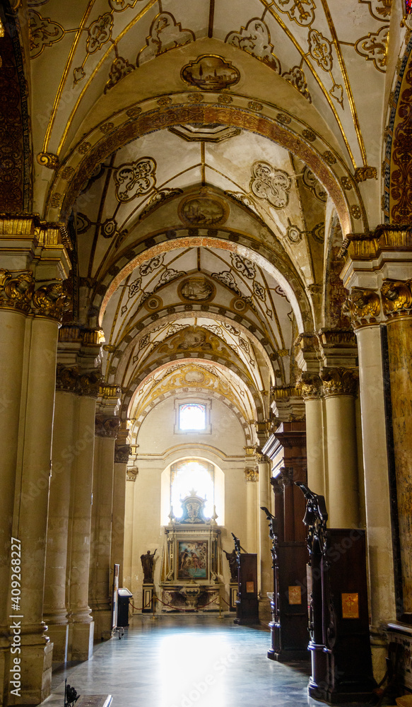 Rich decorated interior of the Lecce cathedral in Lecce, Apulia, Italy - Europe