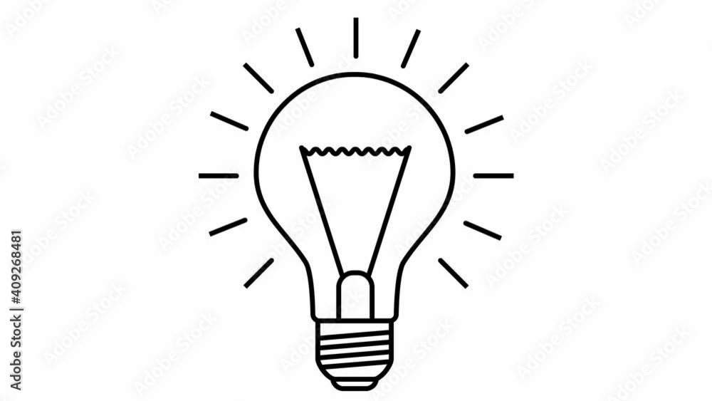 Animated symbol of lightbulb. Concept of idea and creative. Line vector illustration isolated on white background. Animated symbol of lightbulb. Concept of idea and creative. Line vector illustration isolated on white background.