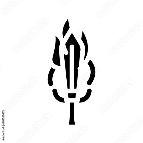burning sword glyph icon vector illustration flat