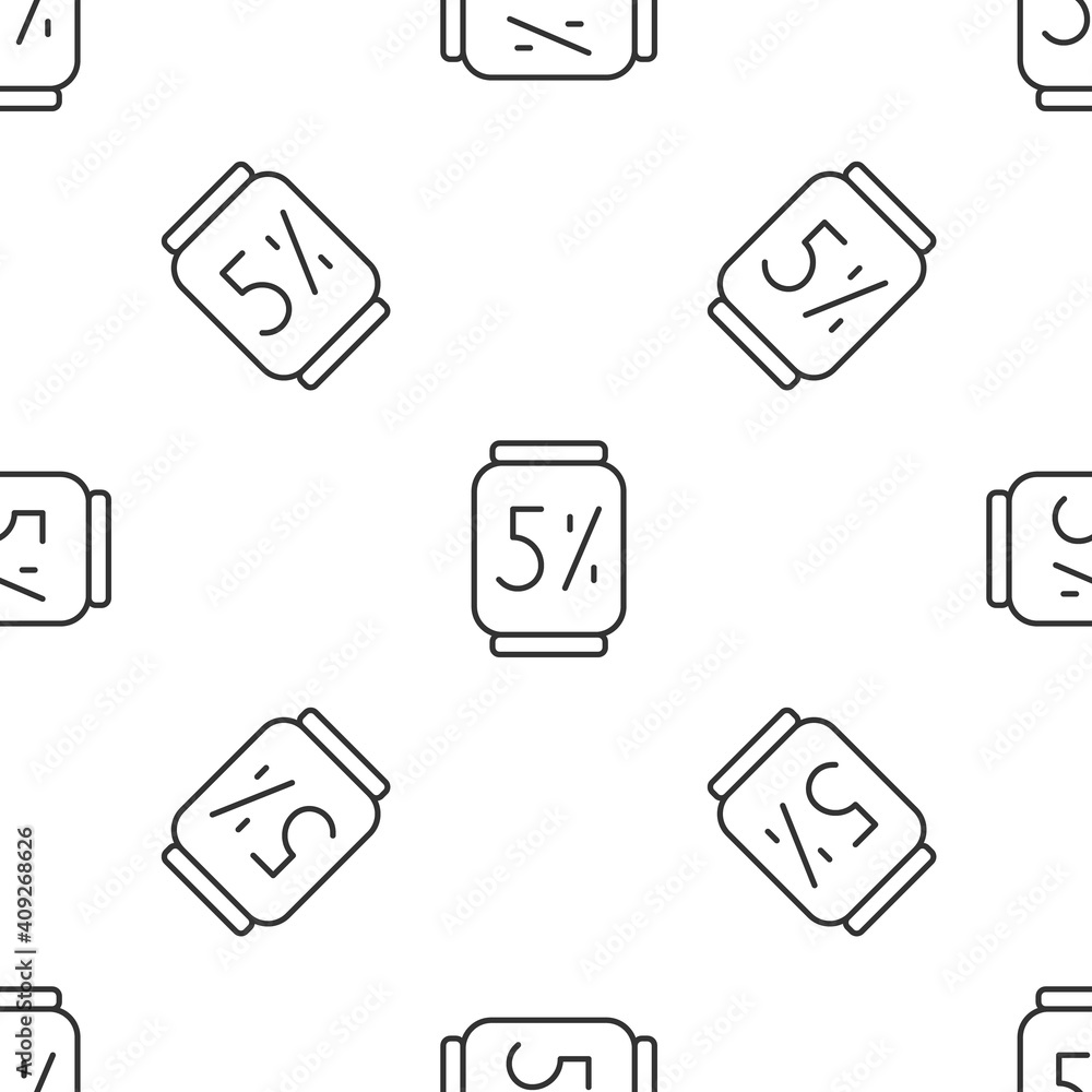 Grey line Beer can icon isolated seamless pattern on white background. Vector. Grey line Beer can icon isolated seamless pattern on white background. Vector.