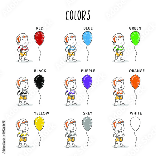 learning color in English with balloons