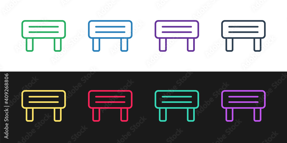 Set line Sauna wood bench icon isolated on black and white background. Vector. Set line Sauna wood bench icon isolated on black and white background. Vector.
