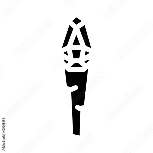 torch with magic stone glyph icon vector illustration