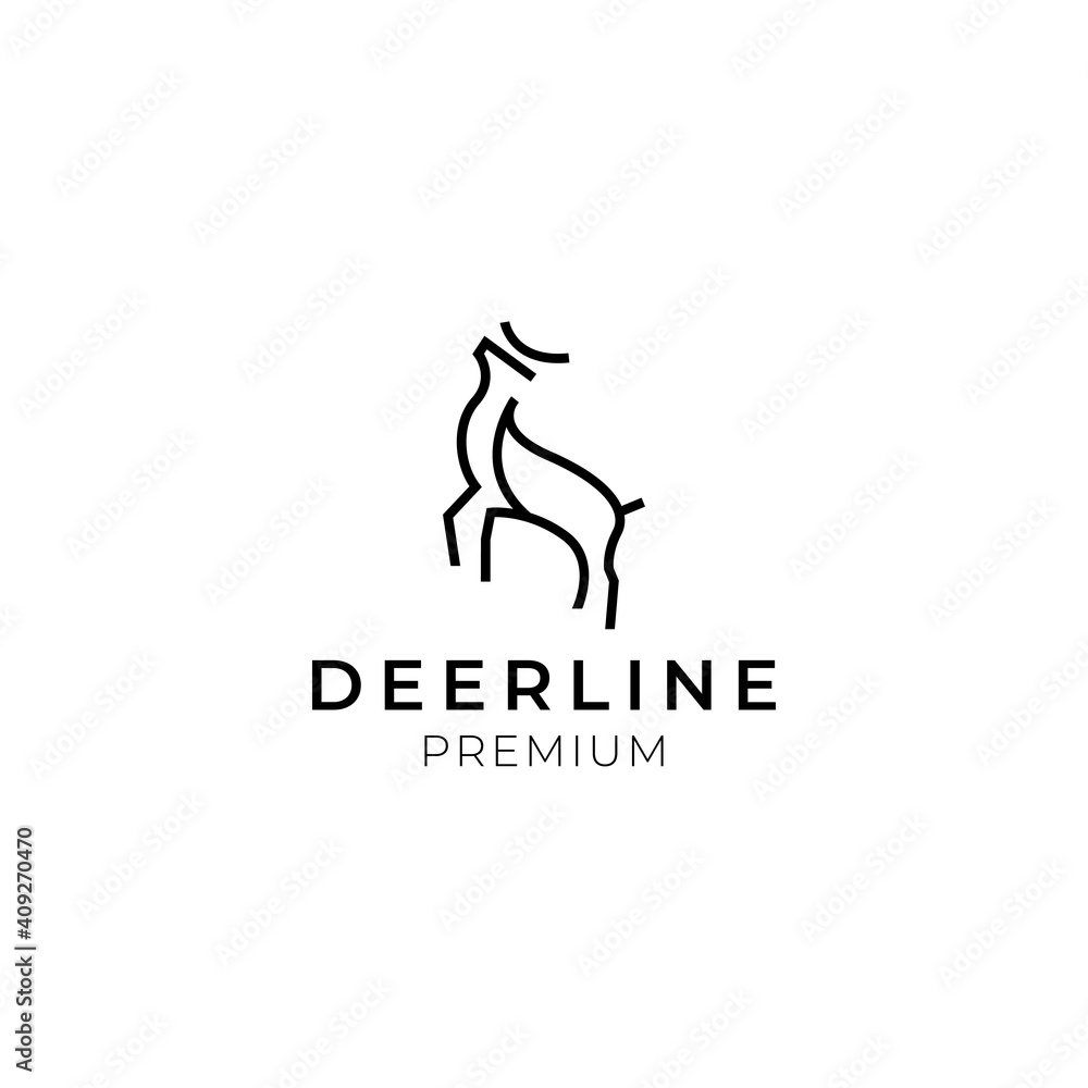 outline deer line art logo vector icon