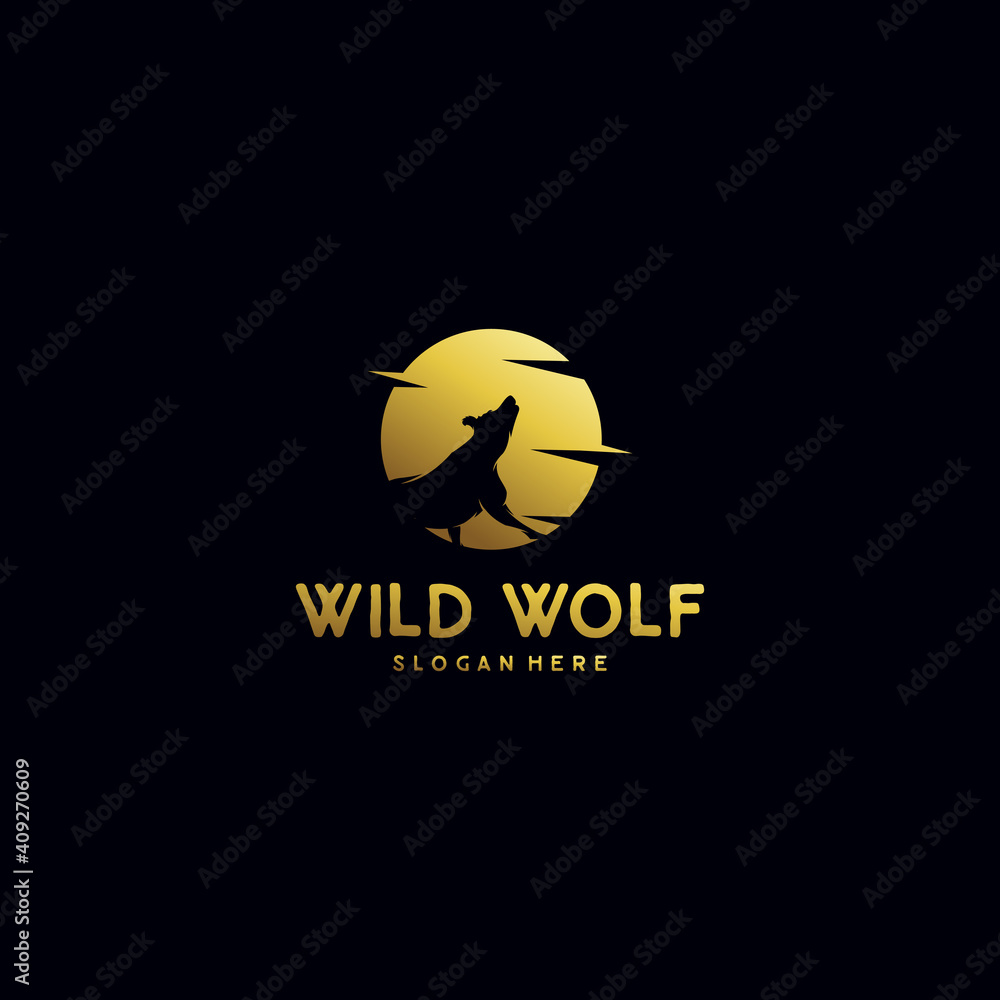 The wolf howls to the moon logo