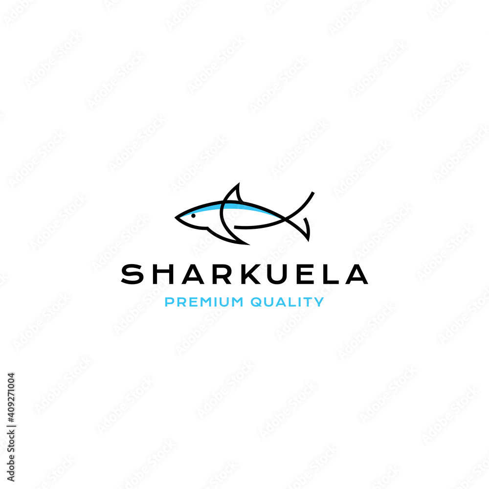 outline shark line art logo vector icon outline shark line art logo vector icon