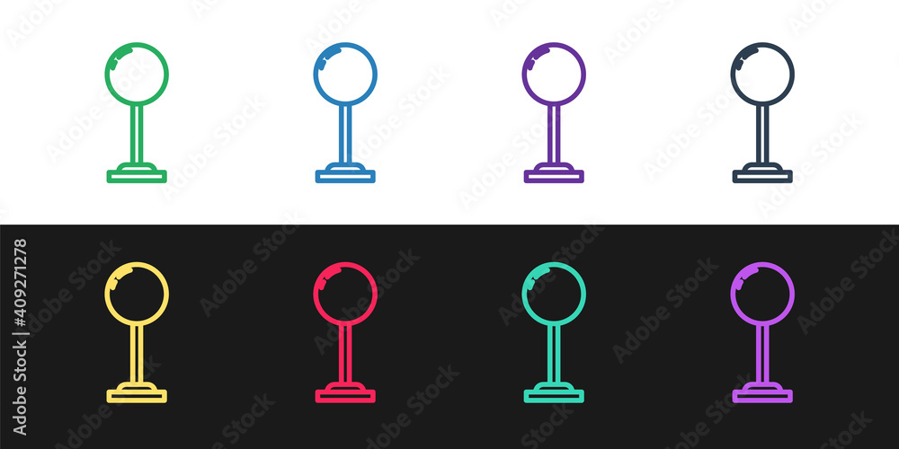 Set line Floor lamp icon isolated on black and white background. Vector. Set line Floor lamp icon isolated on black and white background. Vector.