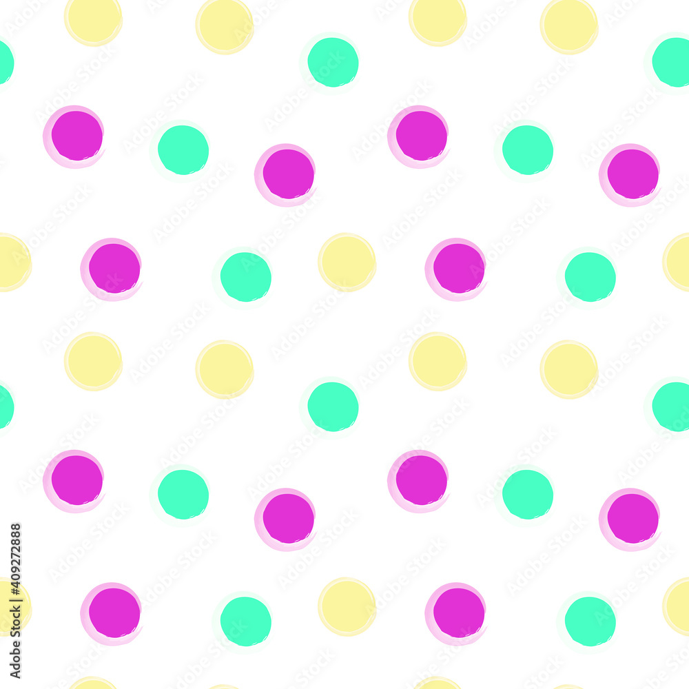 Abstract dots shapes digital paper.Abstract polka dots shapes seamless pattern for textile, fabric, wrapping paper, wallpaper, apparel