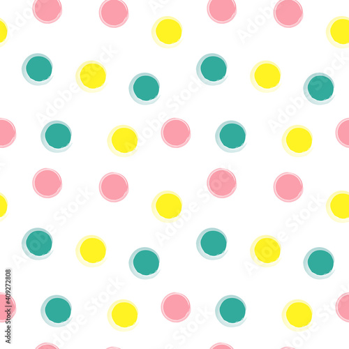 Abstract dots shapes digital paper.Abstract polka dots shapes seamless pattern for textile, fabric, wrapping paper, wallpaper, apparel