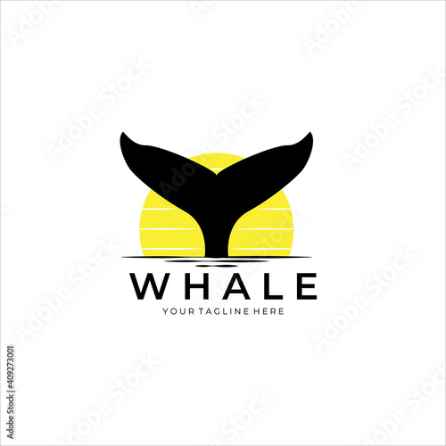 whale tail vintage logo vector illustration design