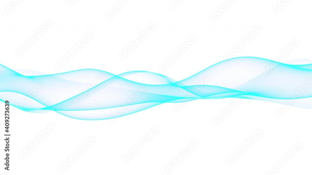 Abstract colorful wavy background in bright neon aqua cyan color. Modern colorful wallpaper. Looped animation. 3d rendering.