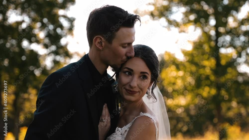 Affectionate Bride and Groom Content in Each Other's Love Affectionate Bride and Groom Content in Each Other's Love