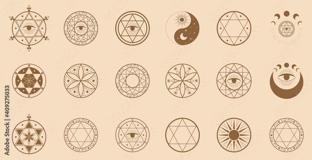 Vector collection of magical and mysterious signs and symbols. Vector collection of magical and mysterious signs and symbols.