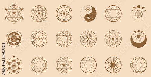 Vector collection of magical and mysterious signs and symbols.