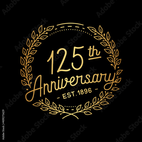 125 years anniversary celebrations design template. 125th logo. Vector and illustrations.