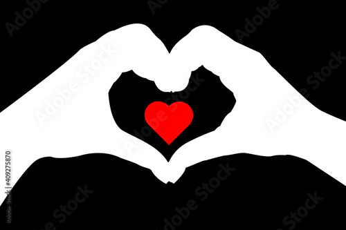 Hands making heart sign.White hands on a black background,vector illustration in EPS 10