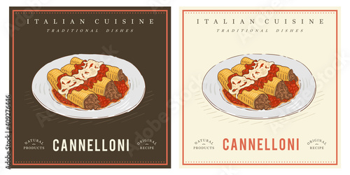Cannelloni on plate type of lasagna Italian cuisine