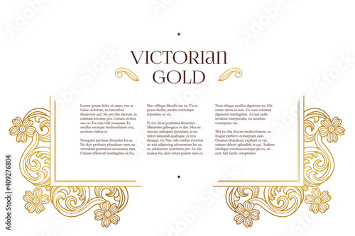 Vector elements, corner, decoration for design template. Luxury gold ornament in Victorian style.