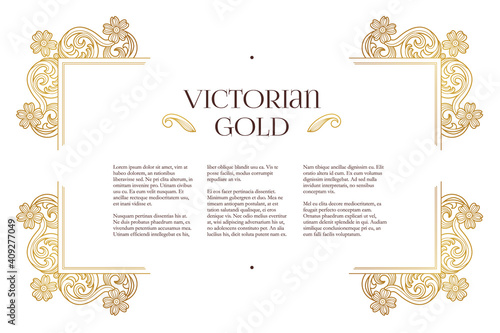 Vector golden elements, decoration for design template. Luxury gold ornament in Victorian style.