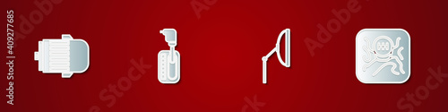 Set Electric engine, Gear shifter, Windscreen wiper and icon. Vector.