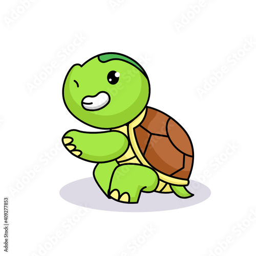 Cute baby turtle funny and happy face