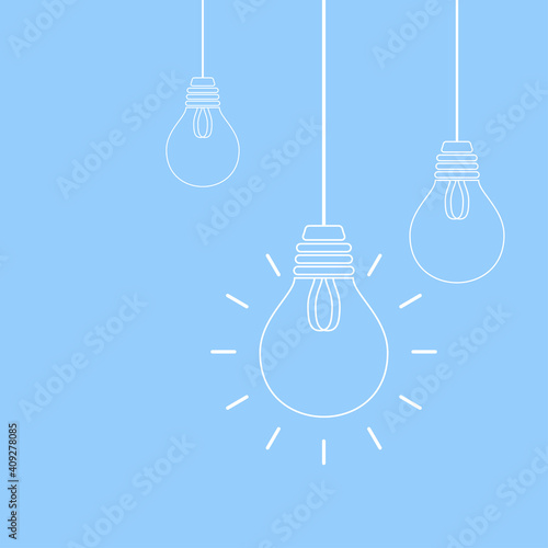 Lamp vector. Lamp doodle on blue background.