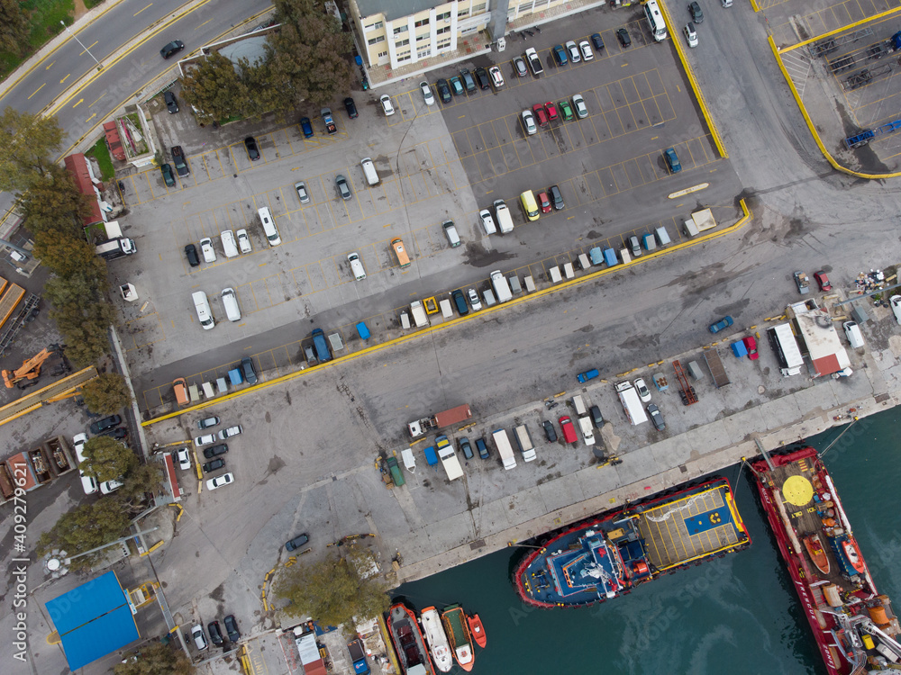 Aerial photo of ships at the port ofKeratsini