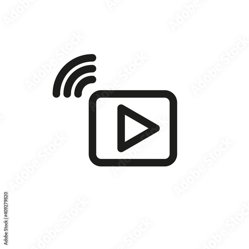 Video streaming icon. Simple linear vector illustration on a white background
