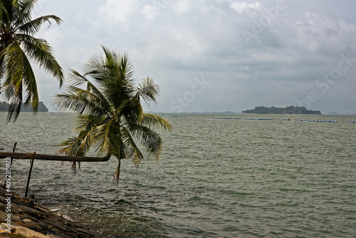  View of the Singapore Strait from the Siloso Beach of Sentosa Island