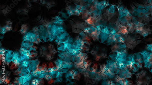 Teal mandala artwork. Smooth spread of ink explosion, kaleidoscopic background. Beautiful multicolor kaleidoscope texture. Glowing mandala artwork 3d illustration