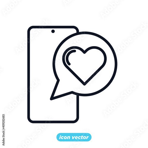 phone message love icon . happy romantic, valentine's day symbol vector illustration
