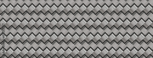 Metal weave abstract texture background.Gray silver metal weave surface.Seamless background.