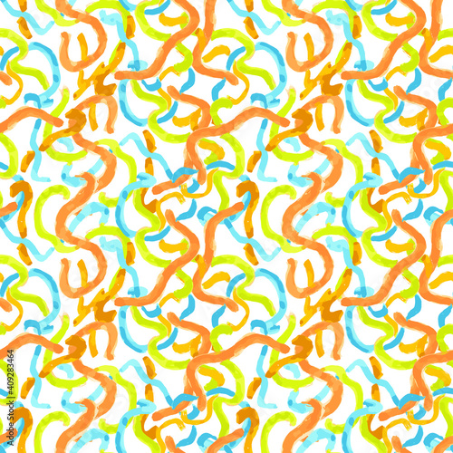 Multicolored abstract seamless pattern on a white background.
