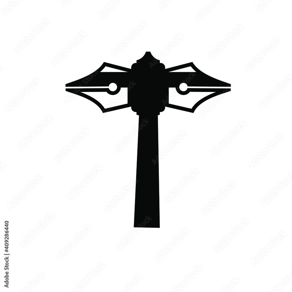 AXE PEN LOGO VECTOR ICON ILLUSTRATION DESIGN	