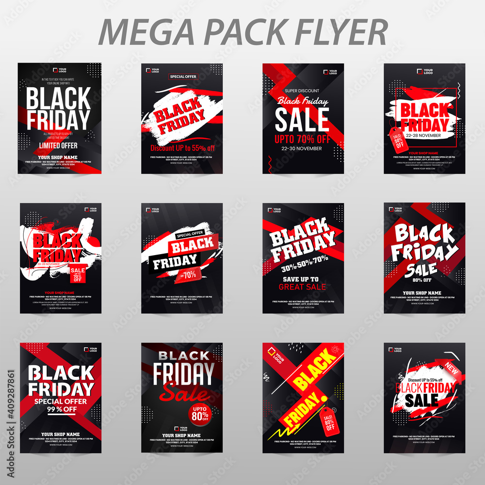 Corporate black friday Flyer poster pamphlet brochure cover design layout background, two colors scheme, vector template in A4 size - Vector