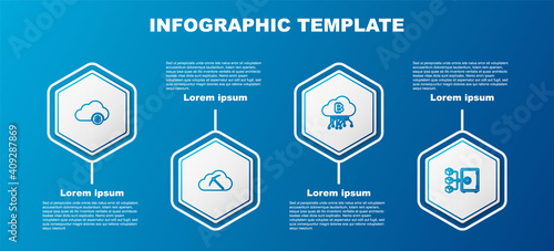 Set line Cryptocurrency cloud mining, , and Proof of stake. Business infographic template. Vector.