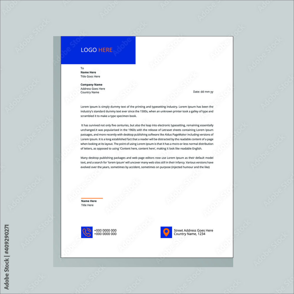 Blue Artistic Business Letterhead Blue Artistic Business Letterhead