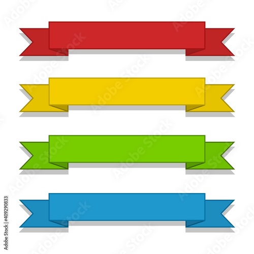 Set of colorful banner ribbons icon. Label, badge and borders collection. Simple design element of ribbon.