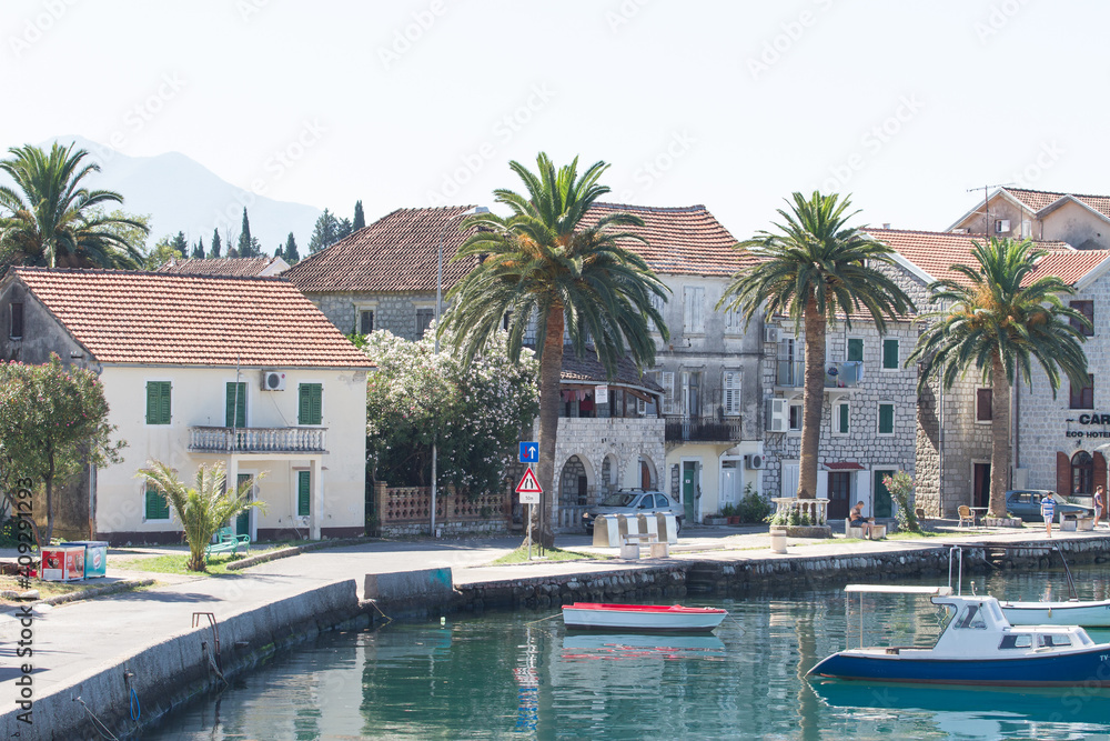 Fototapeta premium Montenegro Bay of Kotor view of the yacht