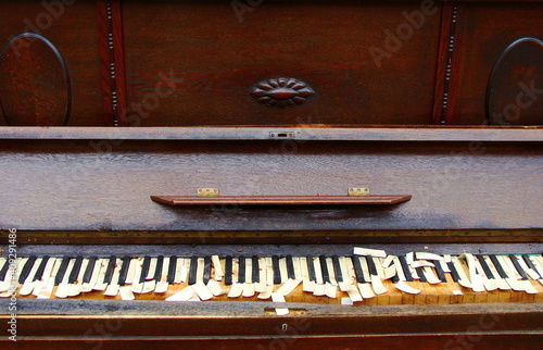 old piano and keys