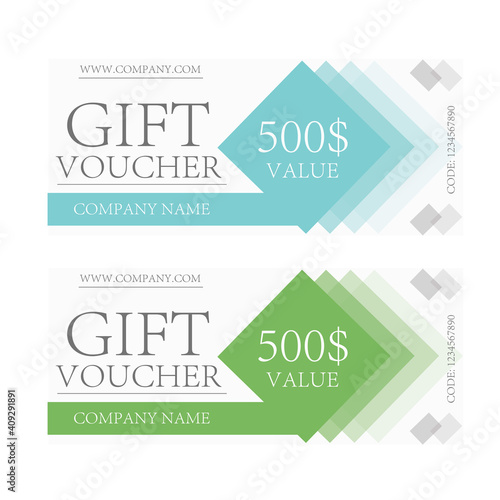 Blue and green gift voucher banner design