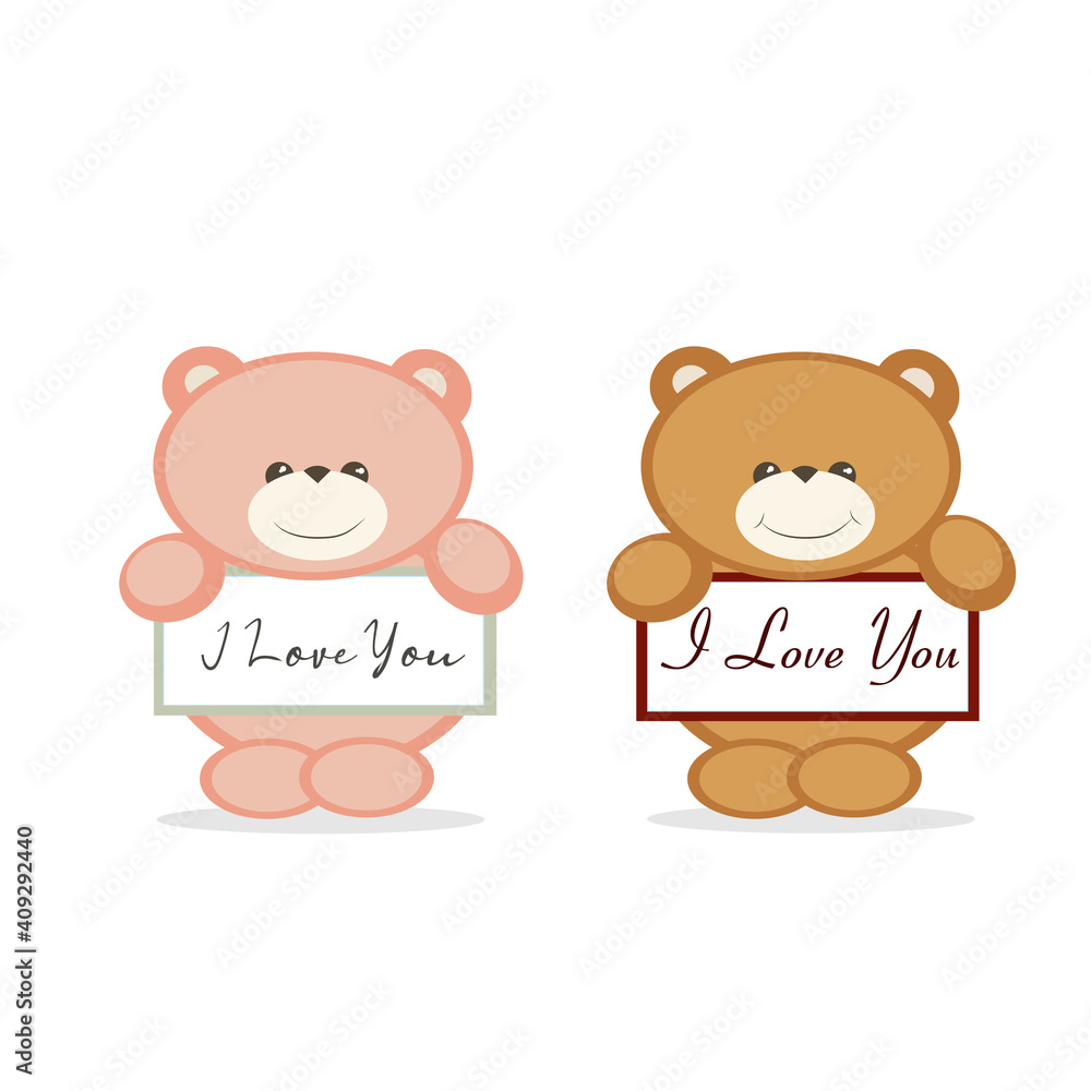 Obraz premium two teddy bear love