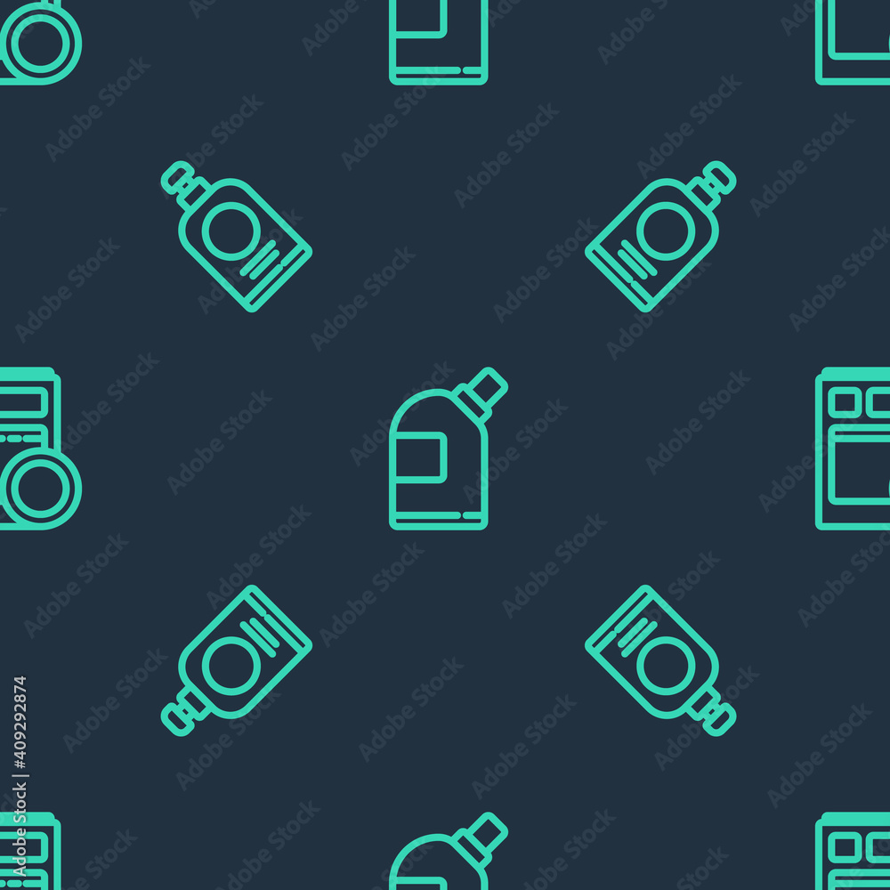 Set line Bottles for cleaning agent, Hand sanitizer bottle and Kitchen dishwasher machine on seamless pattern. Vector. Set line Bottles for cleaning agent, Hand sanitizer bottle and Kitchen dishwasher machine on seamless pattern. Vector.