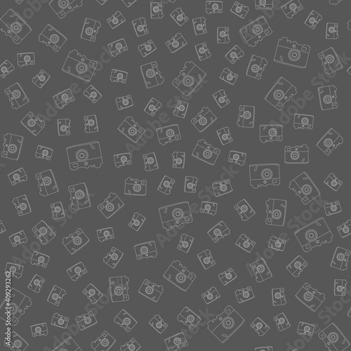 pattern with cameras on a gray background outline