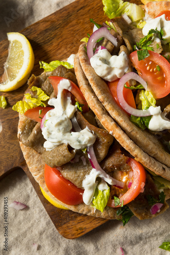 Homemade Greek Gyro Sandwich