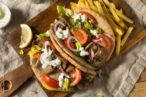 Homemade Greek Gyro Sandwich